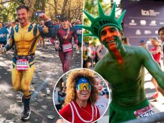 NYC मैराथन में दौड़ते जंगली परिधान