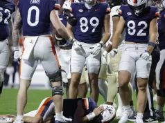 वर्जीनिया क्यूबी चैंडलर मॉरिस वेक फ़ॉरेस्ट के विरुद्ध जोरदार हिट के बाद बाहर हो गए